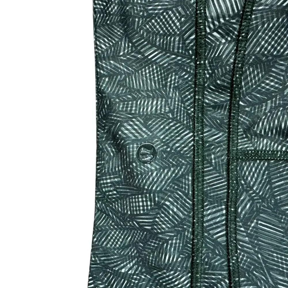 LULULEMON Green White Palm Tree Mesh Inset Cropped Leggings‎ Women's Size 6